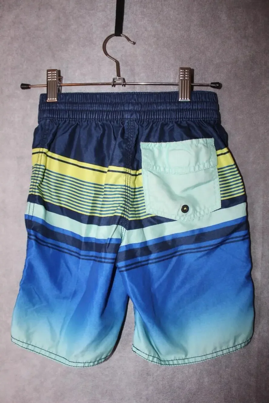 Old Navy Swim Shorts Boys S Blue Striped Elastic Waist Drawstring Polyester